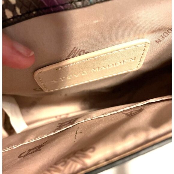 Steve Madden Purse Faux Snakeskin Python Reptile Croco Satchel Crossbody Bag - Picture 4 of 11